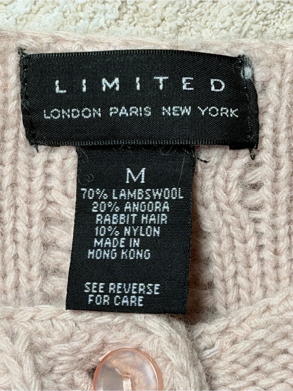 Vintage The Limited Angora Lambswool Cable Knit Pink Sweater Made USA - Picture 3 of 7
